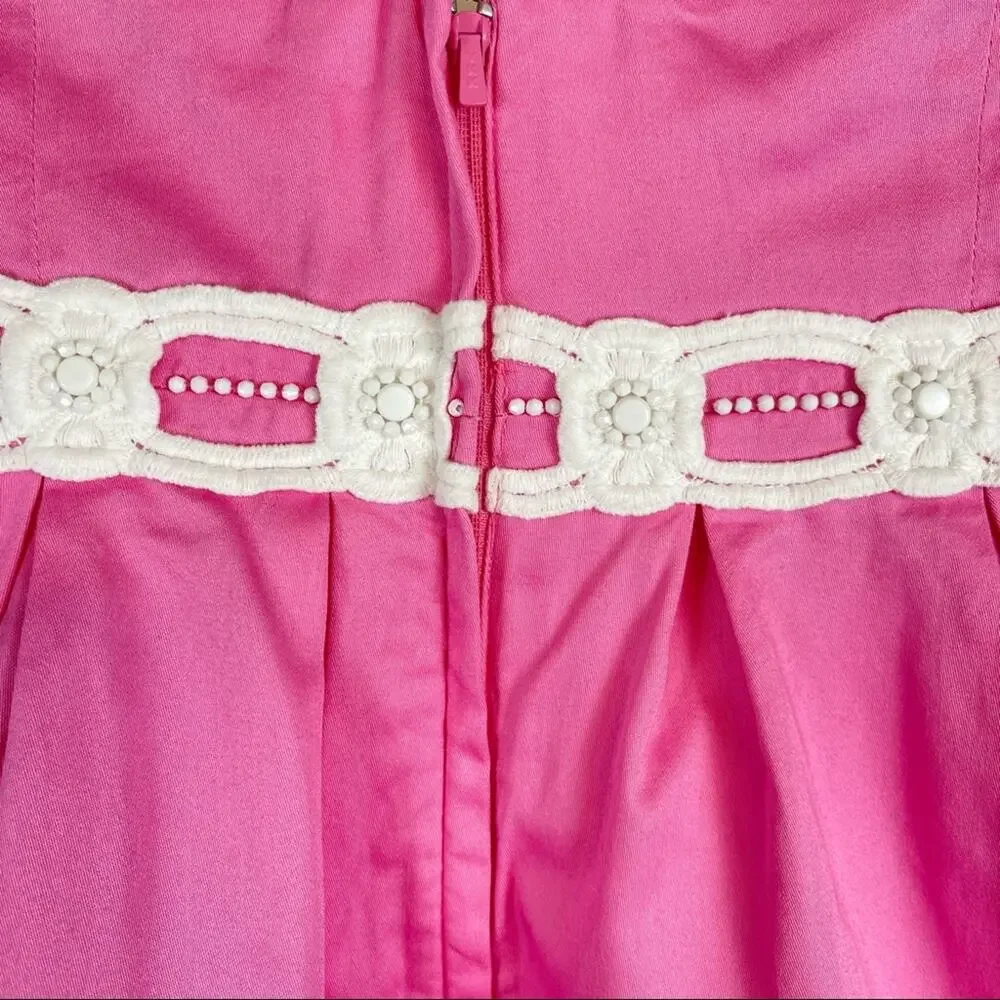Lilly Pulitzer Strapless Fit Flare Resort Wear Dress Pink White Size 4 - Picture 5 of 12